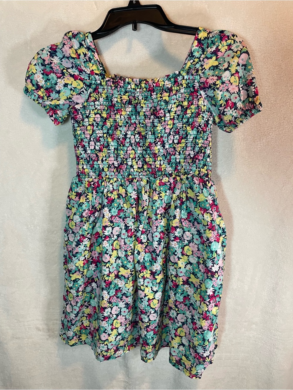 GAP Floral Smocked Dress in Teal and Pink